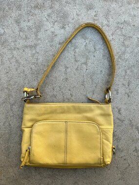 TIGNANELLO Women's Vintage Yellow Genuine Leather Shoulder Hand Bag Purse